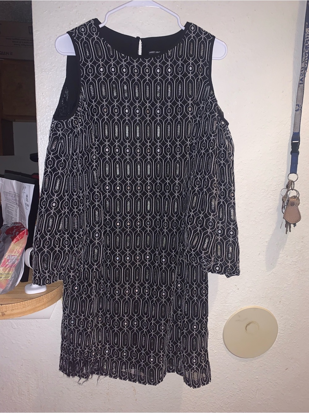 Maggy London Black Patterned Midi Dress